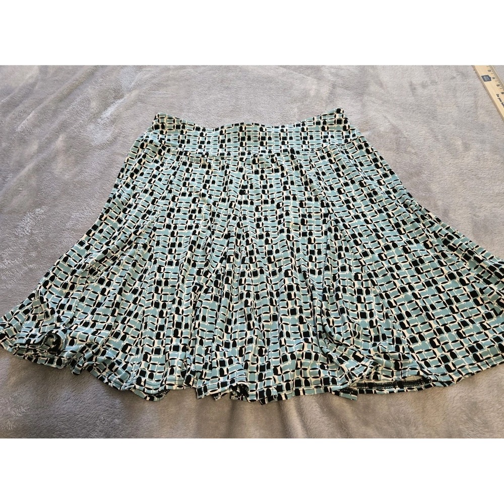 Apt 9. PLge Teal Black Geometric Flare Skirt Whimsical Romantic Flowy Feminine